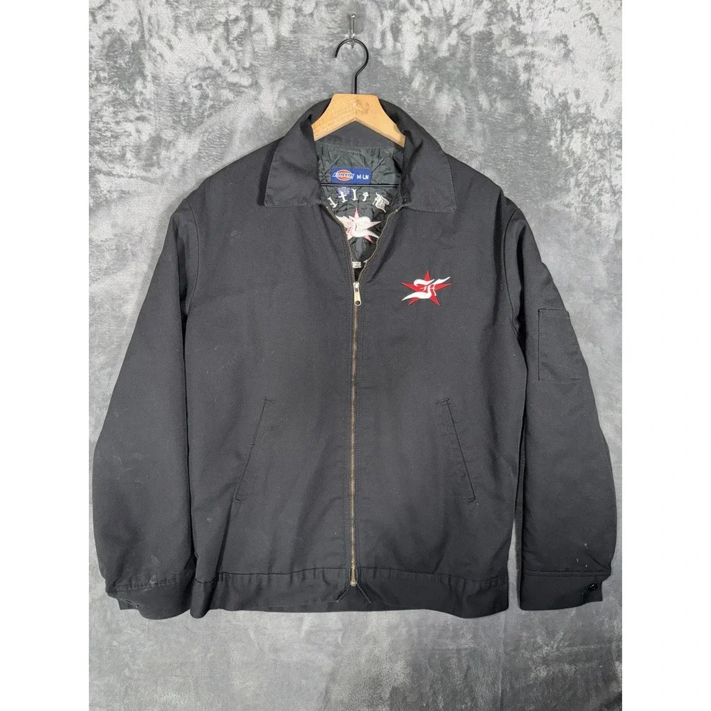 Dickies Mens Filth Industries Embroidered Work Jacket Black M-LN Pinup Bomber